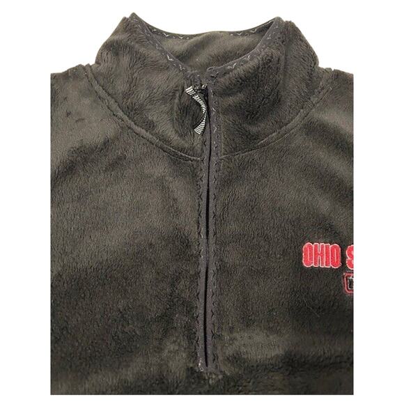 OHIO STATE Buckeyes Fleece Pullover Black Mock Zip Kangaroo Football Size LARGE - Picture 2 of 9